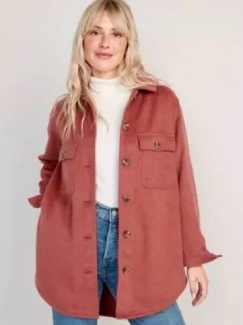 NWT - Old Navy Dusty Rose Button-Front Shacket Jacket